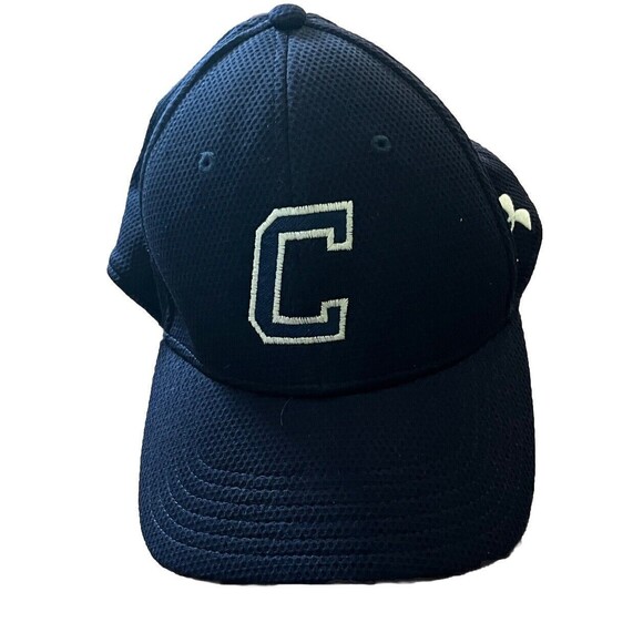 Under Armour Hat Baseball Cap Vented Textured Blue Letter C Medium Small Outdoor - Picture 1 of 4